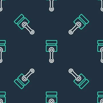 Line Engine piston icon isolated seamless pattern on black background. Car Illustrazione stock