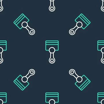 Line Engine piston icon isolated seamless pattern on black background. Car Illustrazione stock