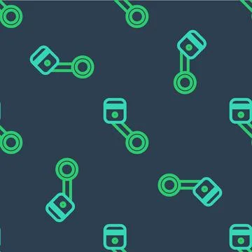 Line Engine piston icon isolated seamless pattern on blue background. Car engine 스톡 일러스트