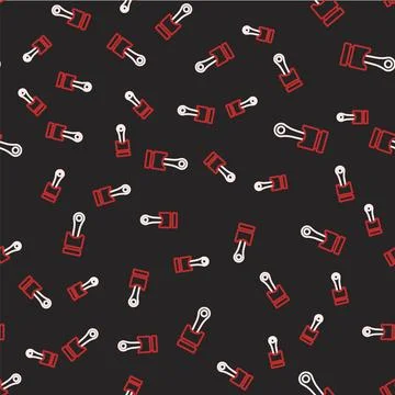 Line Engine piston icon isolated seamless pattern on black background. Car Stock Illustration