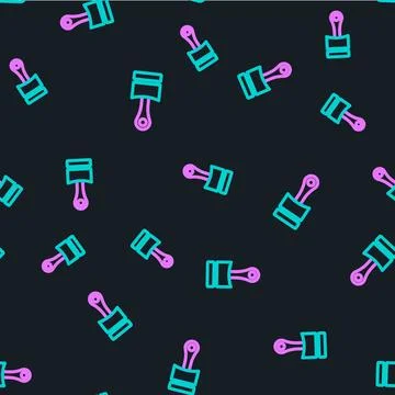 Line Engine piston icon isolated seamless pattern on black background. Car .. 스톡 일러스트
