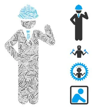 Line Engineer Icon Vector Mosaic Illustrazione stock