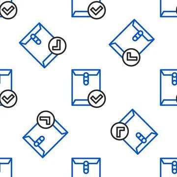 Line Envelope and check mark icon isolated seamless pattern on white backgr.. Illustrazione stock