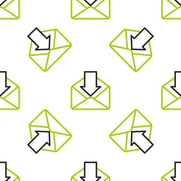 Line Envelope icon isolated seamless pattern on white background. Received Illustrazione stock