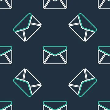 Line Envelope icon isolated seamless pattern on black background. Email message Stock Illustration