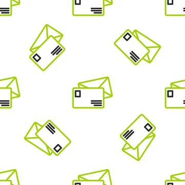 Line Envelope icon isolated seamless pattern on white background. Email message Illustrazione stock