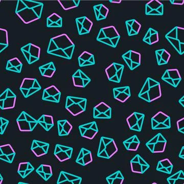Line Envelope icon isolated seamless pattern on black background. Email message Stock Illustration