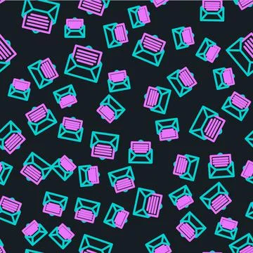 Line Envelope icon isolated seamless pattern on black background. Email message Stock Illustration