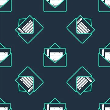 Line Envelope icon isolated seamless pattern on black background. Email message Stock Illustration