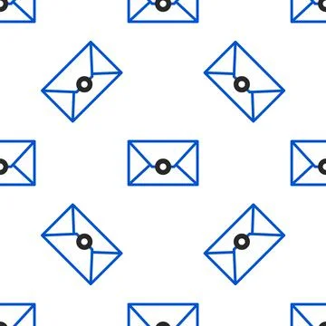 Line Envelope icon isolated seamless pattern on white background. Email message Illustrazione stock