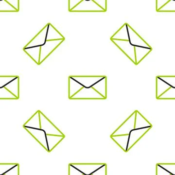 Line Envelope icon isolated seamless pattern on white background. Email message Illustrazione stock