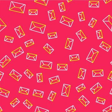 Line Envelope icon isolated seamless pattern on red background. Email message Stock Illustration