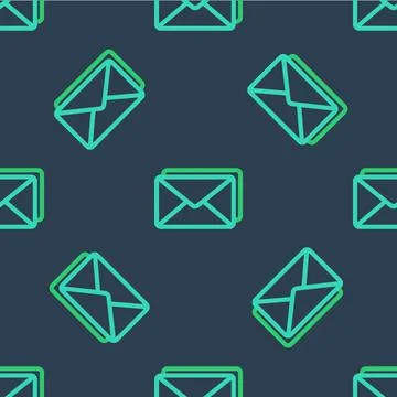 Line Envelope icon isolated seamless pattern on blue background. Email messag Illustrazione stock