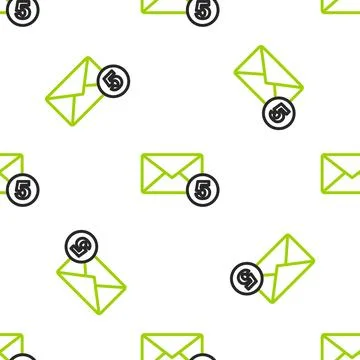Line Envelope icon isolated seamless pattern on white background. Received Illustrazione stock