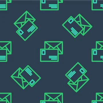 Line Envelope icon isolated seamless pattern on blue background. Email mess.. Stock Illustration