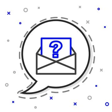 Line Envelope with question mark icon isolated on white background. Letter with Stock Illustration