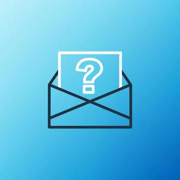 Line Envelope with question mark icon isolated on blue background. Letter with Stock Illustration