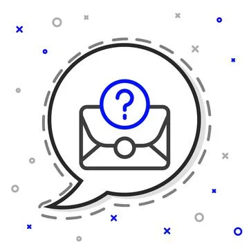 Line Envelope with question mark icon isolated on white background. Letter with Stock Illustration