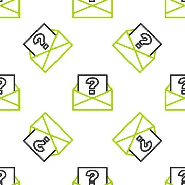 Line Envelope with question mark icon isolated seamless pattern on white Illustrazione stock