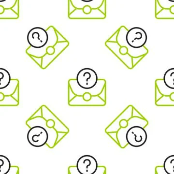 Line Envelope with question mark icon isolated seamless pattern on white Illustrazione stock
