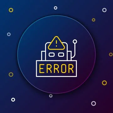 Line Error in the operation program of the robot icon isolated on blue Stock Illustration