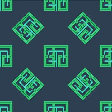 Line Evacuation plan icon isolated seamless pattern on blue background. Fire 库存插图