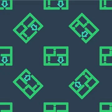 Line Evacuation plan icon isolated seamless pattern on blue background. Fire 스톡 일러스트