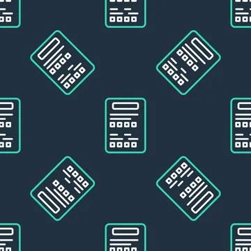 Line Exam sheet icon isolated seamless pattern on black background. Test pa.. Stockillustratie