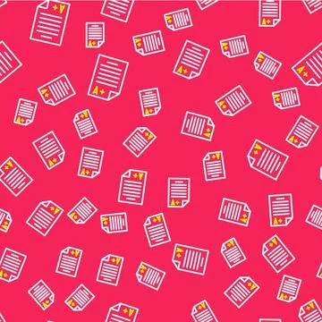 Line Exam sheet with A plus grade icon isolated seamless pattern on red 스톡 일러스트