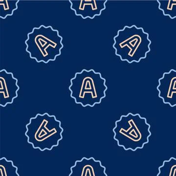 Line Exam sheet with A plus grade icon isolated seamless pattern on blue Stock Illustration