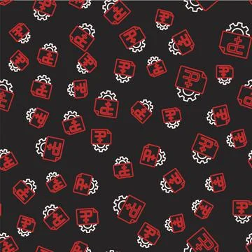 Line Exam sheet with A plus grade icon isolated seamless pattern on black Stock Illustration