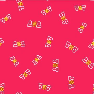 Line Exchange work icon isolated seamless pattern on red background. Informat イラスト素材
