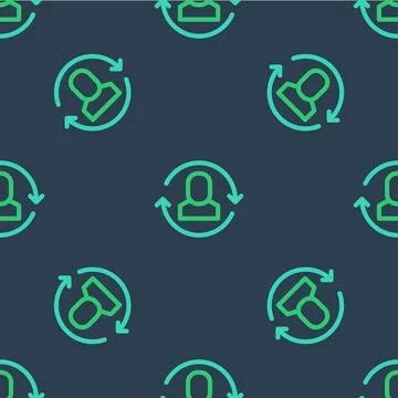 Line Exchange work icon isolated seamless pattern on blue background. Infor.. Stock Illustration