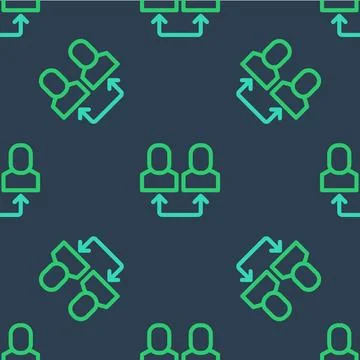 Line Exchange work icon isolated seamless pattern on blue background. Informa イラスト素材