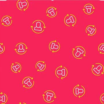 Line Exchange work icon isolated seamless pattern on red background. Inform.. Stock Illustration
