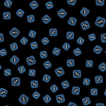 Line Exclamation mark in triangle icon isolated seamless pattern on black 库存插图