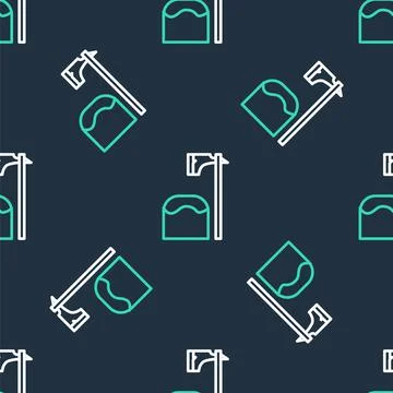 Line Executioner axe in tree block icon isolated seamless pattern on black 스톡 일러스트