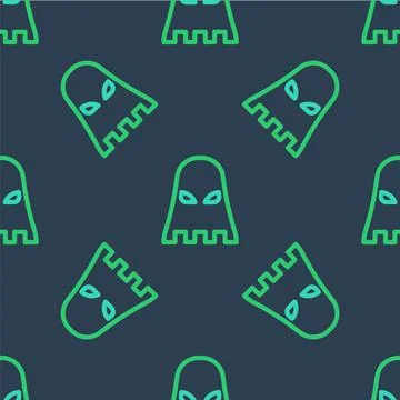 Line Executioner mask icon isolated seamless pattern on blue background. Hangman Stock Illustration