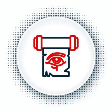 Line Eye of Horus on papyrus scroll icon isolated on white background. Parc.. Stock Illustration