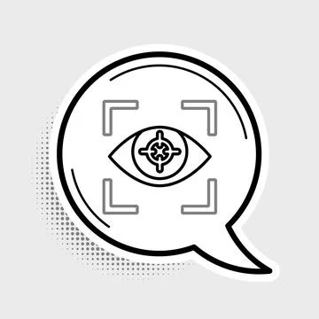 Line Eye scan icon isolated on grey background. Scanning eye. Security check 스톡 일러스트