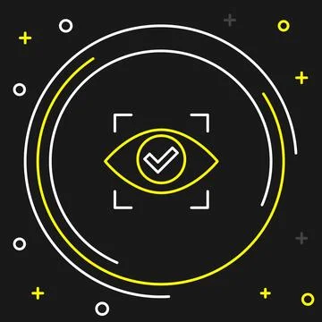 Line Eye scan icon isolated on black background. Scanning eye. Security check 스톡 일러스트