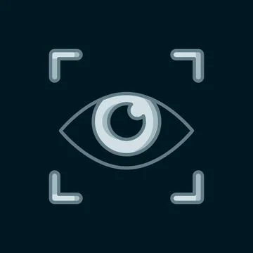 Line Eye scan icon isolated on black background. Scanning eye. Security che.. Stock Illustration