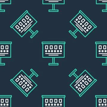 Line Eye test chart icon isolated seamless pattern on black background. Poster Illustrazione stock