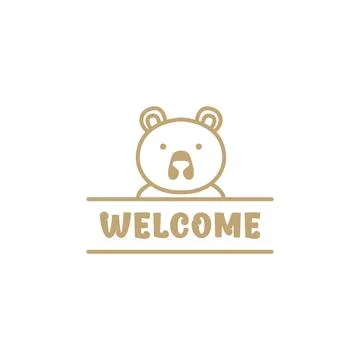 Line face cute bear for banner logo design vector graphic symbol icon illus.. Illustrazione stock