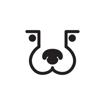 Line face dog with bone shape logo design, vector graphic symbol icon illus.. Illustration