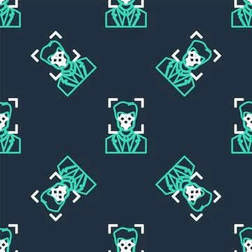 Line Face recognition icon isolated seamless pattern on black background. Face Stock Illustration
