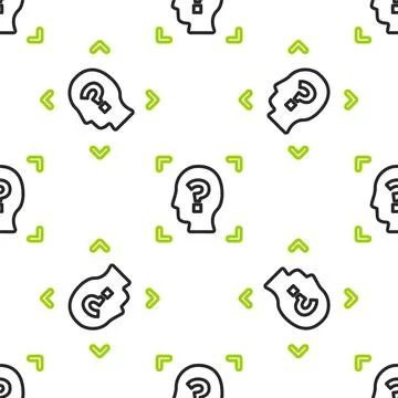 Line Face recognition icon isolated seamless pattern on white background. Face Illustrazione stock