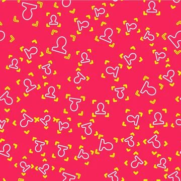 Line Face recognition icon isolated seamless pattern on red background. Face Stock Illustration