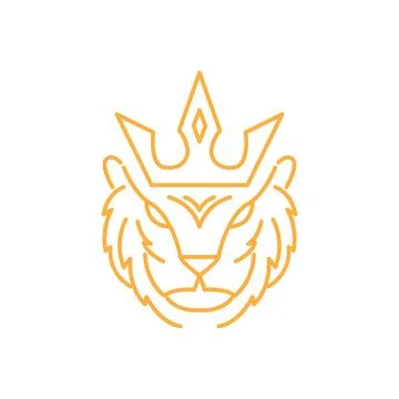 Line face tiger with crown logo design vector graphic symbol icon illustrat.. Illustration