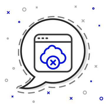 Line Failed access cloud storage icon isolated on white background. Cloud イラスト素材